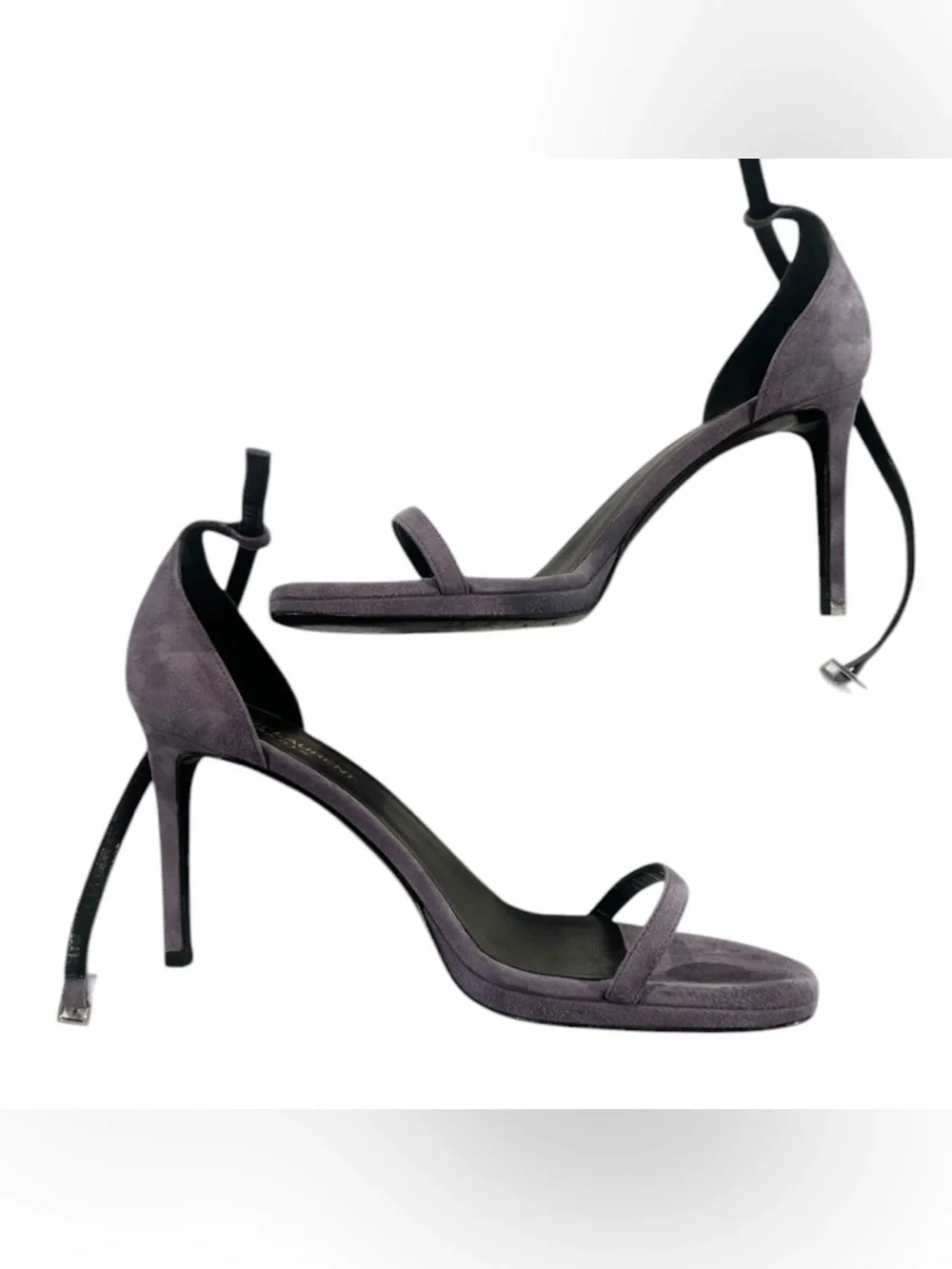 Saint Laurent Jane Suede Ankle Strap Stiletto Sandals - Picture 4 of 7